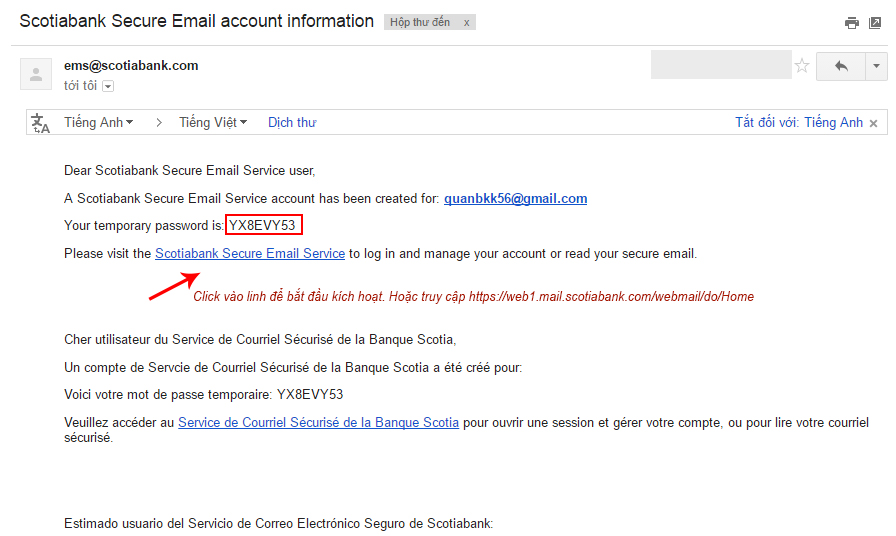 Kích hoạt email hệ thống scotiabank 2