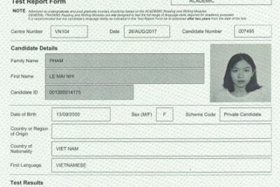 Chứng chỉ IELTS của học sinh tại EduTrust 2018