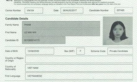 Chứng chỉ IELTS của học sinh tại EduTrust 2018