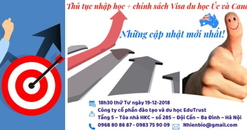 Thông báo hội thảo du học Úc và Canada với chủ đề những đổi mới trong chính sách visa, định cư và học bổng năm 2019 vào ngày 19-12-2018
