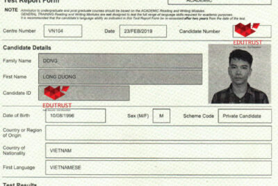 Chứng Chỉ IELTS Của Học Sinh EduTrust Năm 2019