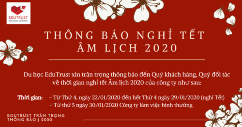 Thông Báo Lịch Nghỉ Tết Nguyên Đán 2020