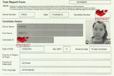 Du Học EduTrust chúc mừng học viên Hoàng Minh Tú đã đạt kết quả IELTS 5.5