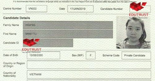 Du Học EduTrust chúc mừng học viên Hoàng Minh Tú đã đạt kết quả IELTS 5.5