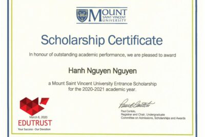 EDUTRUST CHÚC MỪNG BẠN HẠNH NGUYÊN ĐÃ NHẬN ĐƯỢC HỌC BỔNG DU HỌC CANADA