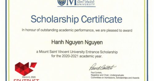EDUTRUST CHÚC MỪNG BẠN HẠNH NGUYÊN ĐÃ NHẬN ĐƯỢC HỌC BỔNG DU HỌC CANADA