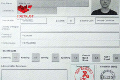 EDUTRUST CHÚC MỪNG HỌC VIÊN ĐẠT IELTS 5.5