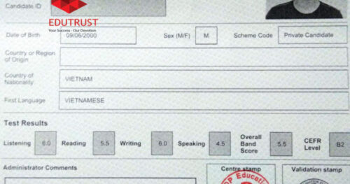 EDUTRUST CHÚC MỪNG HỌC VIÊN ĐẠT IELTS 5.5