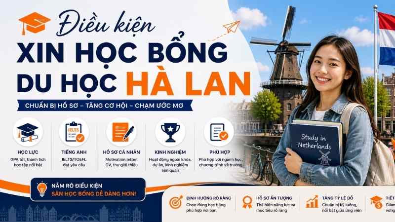 Điều kiện xin học bổng du học Hà Lan